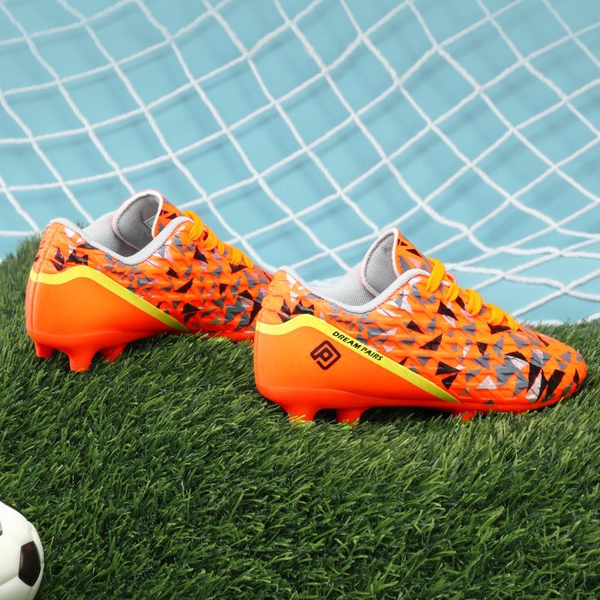 Boys & Girls Soccer Cleats Shoes - ORANGE DARK GREY YELLOW - 4